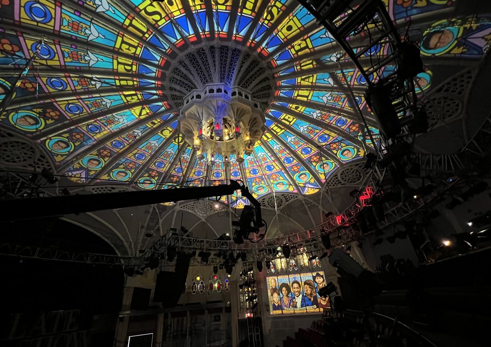Ornate theater dome ceiling mapped with LED content