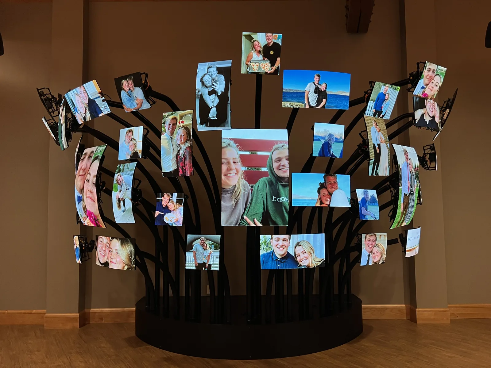 LED photo-tree memorial sculpture